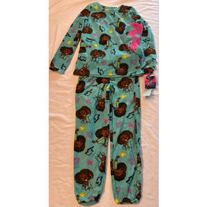 Girls Karma's World Pajama Set M Teal Brown